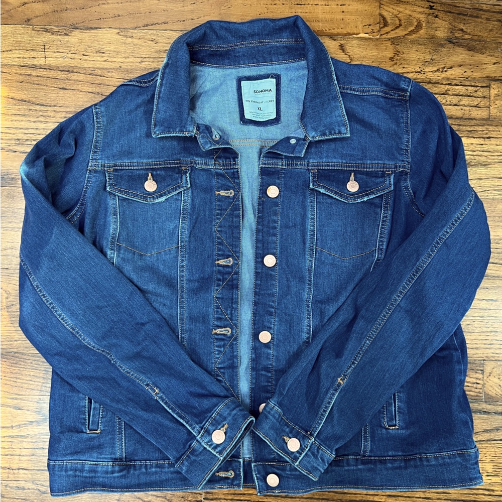 Sonoma Womens Blue Jean Jacket Size XL